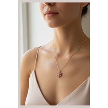 Norayn Kadın Pembe Zirkon Taşlı Kar Tanesi Gold Kolye - Şık Tasarım