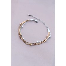 Shoplet Buğz 316L Kararmaz Çelik Gümüş Renk Top Zincirli Kadın Bileklik