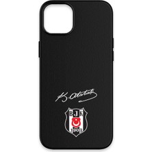 Belirtilmemiş iPhone 15 Uyumlu Beşiktaş Arma Atatürk Imza Deri Magsafe Lisanslı Telefon Kılıfı