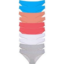 Flamex 10 Adet Süper Eko Set Likralı Kadın Slip Gri Beyaz Pudra Fuşya Mavi