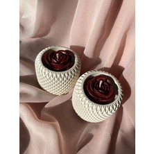 MumKusag Beton Saksı Kokulu Gül Mum