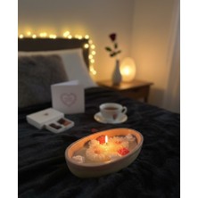 Gmn Collection Sevgililer Günü Temalı Beyaz Çiçekli Sandal Mum