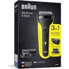 Braun S3 Shave & Style 3’ü 1 Arada Şarjlı Tıraş Makinesi – Sakal Düzeltici & Kontur Başlığı, 300BT