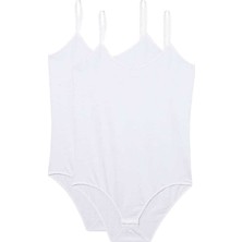 Flamex 2 Adet Ip Askılı Kadın Çıtçıtlı Body Beyaz