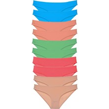 Flamex 10 Adet Süper Eko Set Likralı Kadın Slip Ten Pudra Yeşil Fuşya Mavi