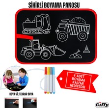 Giffy Sihirli Boyama Panosu 4 Farklı Temalı Boya Sil ve Tekrar Boya Özellikli 4 Boya Kalem Hediyeli Eğitici Set