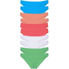 Flamex 10 Adet Süper Eko Set Likralı Kadın Slip Beyaz Pudra Yeşil Fuşya Mavi