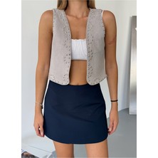 Bejna Kadın Suni Süet Metal Lı Esnek Yelek