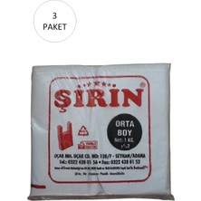 Flamex Beyaz Kalın Atlet Poşet Orta Boy 28X50 cm 1 kg 3 Paket (Takriben 225 Adet)