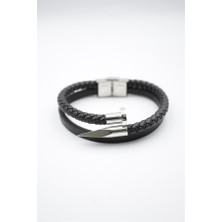 Flamex Deri Çivi Bileklik - Gümüş