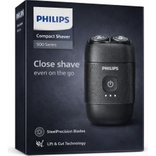 Philips Compact Shaver 500 Serisi Şarjlı Tıraş Makinesi – Seyahat Tipi, Steelprecision Bıçaklar