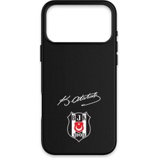 iPhone 17 Pro Uyumlu Beşiktaş Arma Atatürk Imza Deri Magsafe Lisanslı Telefon Kılıfı