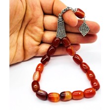 Tesbih Pasajı Kızıl Kapsül Kesim Efe Maskot Akik Taşı Tesbih