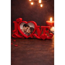 Yapı3D Love Yazılı Kalpli Fotoğraf Çerçevesi | Romantik Masaüstü Dekor | Sevgiliye & Özel Gün Hediyesi