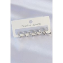 Shoplet Buğz Pirinç Gümüş Renk Kalp Model Küpe Seti