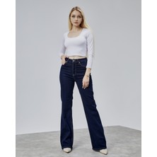 Bejna Kadın Yüksek Bel Wide Leg Geniş Paça Jean