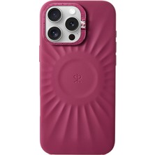 iPhone 16 Pro Max Uyumlu Kılıf Kabartma Metal Kamera Çerçeveli Pynana Starlight Serisi Kapak Bordo