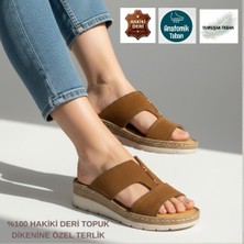 Cozi Company Kadın Hakiki Deri Tam Ortopedik Dolgu Topuklu Yumuşak Taban Terlik