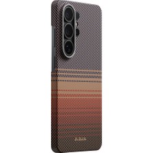 Galaxy S26 Ultra Kılıf M-Safeli Aramid Fiber Pitaka Tactile Woven Sunset-Moonrise Serisi Kapak Kahve