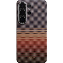 Galaxy S26 Ultra Kılıf M-Safeli Aramid Fiber Pitaka Tactile Woven Sunset-Moonrise Serisi Kapak Kahve
