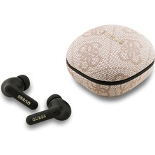 Guess Lisanslı Pu 4g Desenli Klasik Metal Yazı Logolu Tws Kulak Içi Bluetooth Kulaklık Pembe
