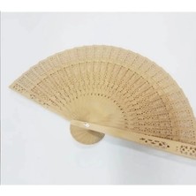 Boncukcu Abla Ahşap Natural El Yelpazesi 34 cm x 20 cm Hediyelik, Süs Aksesuarı, Söz Nişan