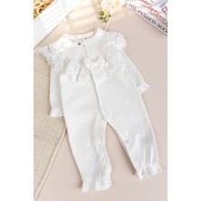 Babymod Güpürlü Fiyonklu 100% Pamuk Kız Bebek Tulum