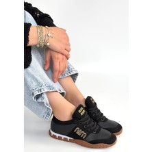 Alfaze Kahverengi Tabanlı Ortopedik Topuk Dikenine Karşı Özel Üretim Bağcıklı Spor Ayakkabı Cilt Siyah Topuk Boyu 2 cm