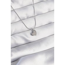 Shoplet Buğz 316L Çelik Gümüş Renk Minimal Kalp Tasarımlı Kolye