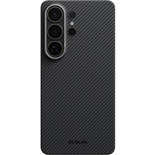 Galaxy S26 Ultra Kılıf M-Safeli 600D Aramid Fiber Pitaka Ultra-Slim Classic Twill Kapak Siyah-Gri