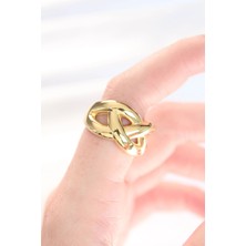 Shoplet Buğz Düğüm Model Gold Renk Ayarlanabilir Yüzük