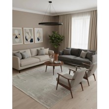 Deffino Home Krem Saten Bambu Ince Sık Dokuma Parlak Yüzey Kaymaz Özel Kesme Salon Koridor Halı Yolluk