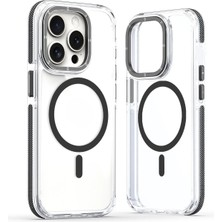 Paladyum Case iPhone 14 Pro Max Uyumlu Darbelere Karşı Korumalı Magsafe Özellikli Siyah Detaylı Sararmaz Şeffaf Kılıf