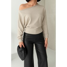 Bejna Kadın Düşük Omuzlu Modal Dokulu Bluz