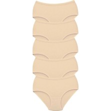 Marsilyan 5 Adet Tutku Kadın Yüksek Bel Bato Kalın Lastik Külot Ten