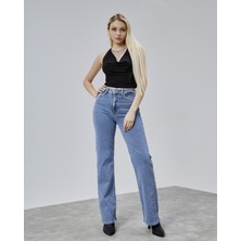Bejna Kadın Yüksek Bel Wide Leg Geniş Paça Jean
