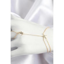 Shoplet Buğz Pirinç Zirkon Taşlı Deniz Atı ve Yıldız Model Gold Renk Şahmeran