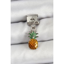 Shoplet Buğz 316L Çelik Sallantılı Ananas Model Gümüş Renk Nomination Charm