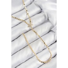 Shoplet Buğz Pirinç Zirkon Taşlı Ezme Zincirli Deniz Yıldızı Model Gold Renk Y Kolye