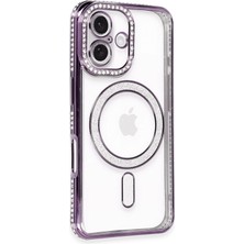 Olinea Newface Iphone 16 Kılıf Joke Simli Magneticsafe Kılıf - Derin Mor