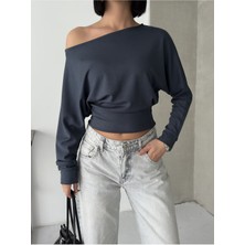 Bejna Kadın Düşük Omuzlu Modal Dokulu Bluz