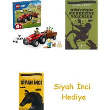 LEGO City Römorklu Kırmızı Çiftlik Traktörü ve Koyun 60461-4 Yaş ve Üzeri Çocuklar Için Yaratıcı Oyuncak Yapım Seti, Doğum Günü Hediyesi (116 Parça) + Dünyanın Merkezine Yolculuk + Siyah Inci Hediye