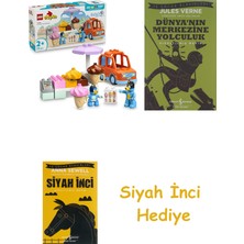 LEGO Duplo Bluey ile Dondurma Gezisi 10458-2 Yaş ve Üzeri Çocuklar Için Araçlı Rol Oyunu Sunan Yaratıcı Yapım Seti, Doğum Günü Hediye Fikri (22 Parça) + Dünyanın Merkezine Yolculuk + Siyah Inci Hediye