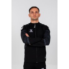 Hummel Line Zip Jacket Siyah Erkek Fermuarlı Ceket 2XL Düz Desenli Rahat Kesim