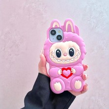 Mopal iPhone 13 / 14 / 15 Pro Uyumlu Labubu Desenli Maca Silikon Yumuşacık Kılıf