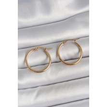 Shoplet Buğz 316 Çelik Gold Renk 22MM Kadın Halka Model Kadın Küpe