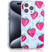 Paladyum Case iPhone 14 Pro Max Uyumlu Premium Tpu Çilek Desenli Stilo Kapak