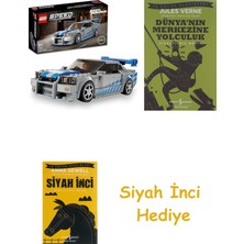 LEGO Speed Champions Daha Hızlı Daha Öfkeli Nissan Skyline Gt-R (R34) 76917 (319 Parça) + Dünyanın Merkezine Yolculuk + Siyah Inci Hediye