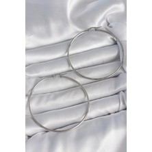 Shoplet Buğz 316 Çelik Gümüş Renk 63 mm Halka Model Kadın Küpe