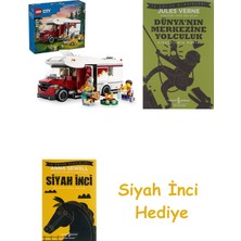 LEGO City Tatil Macera Karavanı 60454-6 Yaş ve Üzeri Çocuklar Için Yaratıcı Oyuncak Yapım Seti, Doğum Günü Hediyesi (385 Parça) + Dünyanın Merkezine Yolculuk + Siyah Inci Hediye